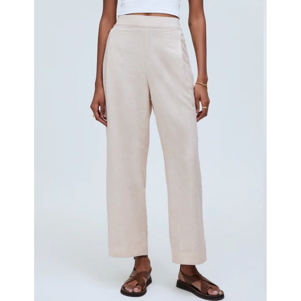 Madewell Women 6 Pull-On Straight Crop Pants Linen Blend Minimalist Chic